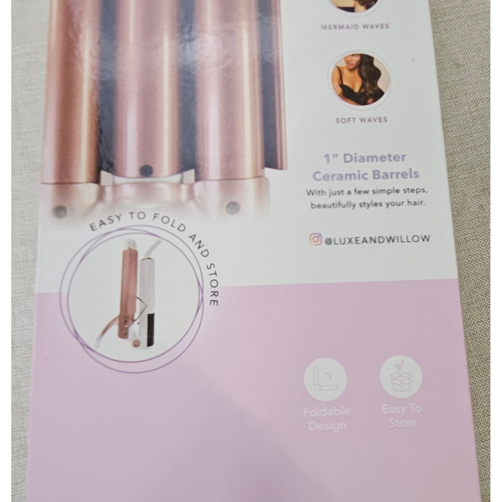 L+W BIO Ripple Triple Barrel Waver 1" Ceramic Hair Waver White Rose Gold LW-0744 - Picture 5 of 16
